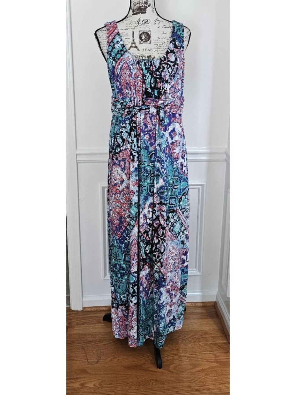 Soma Teal Pink Purple Patchwork Maxi Dress